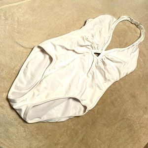 Ladies classic white one piece suit with shaping layer built in!